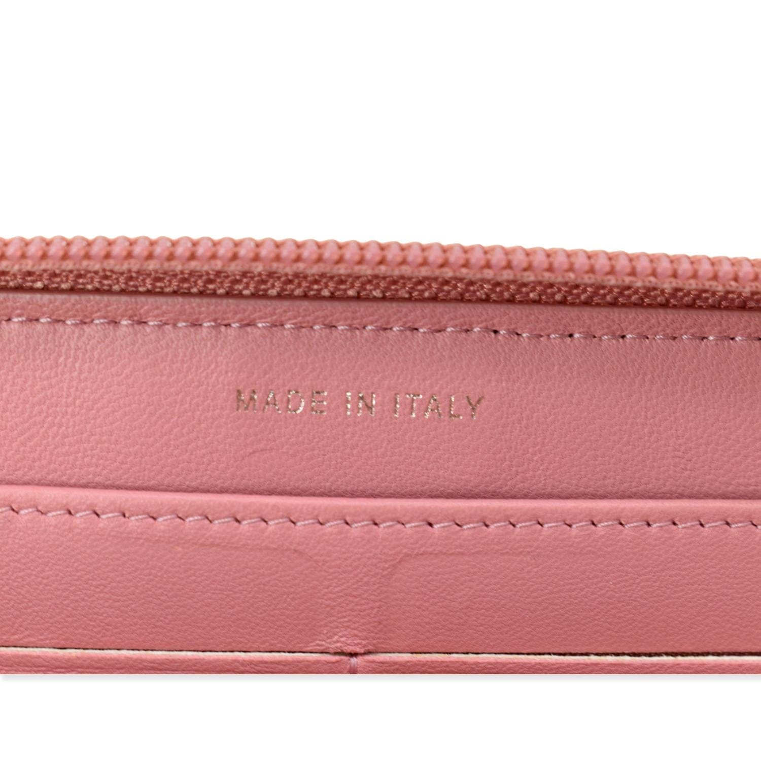 CHANEL Small Boy Lambskin Zip Around Long Wallet Pink