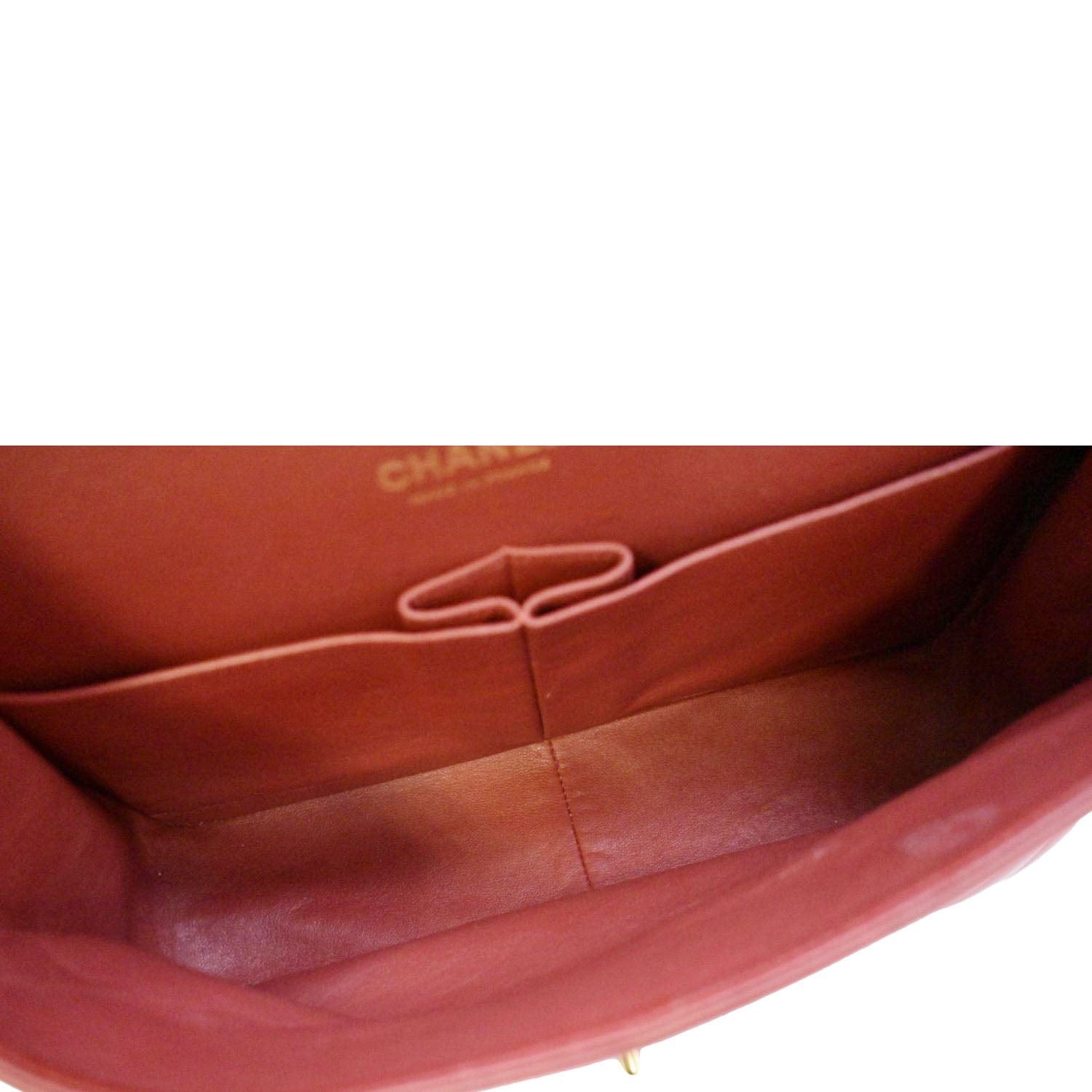 CHANEL Chevron Jumbo Rectangular Flap Quilted Leather Shoulder Bag Red (Repainted)