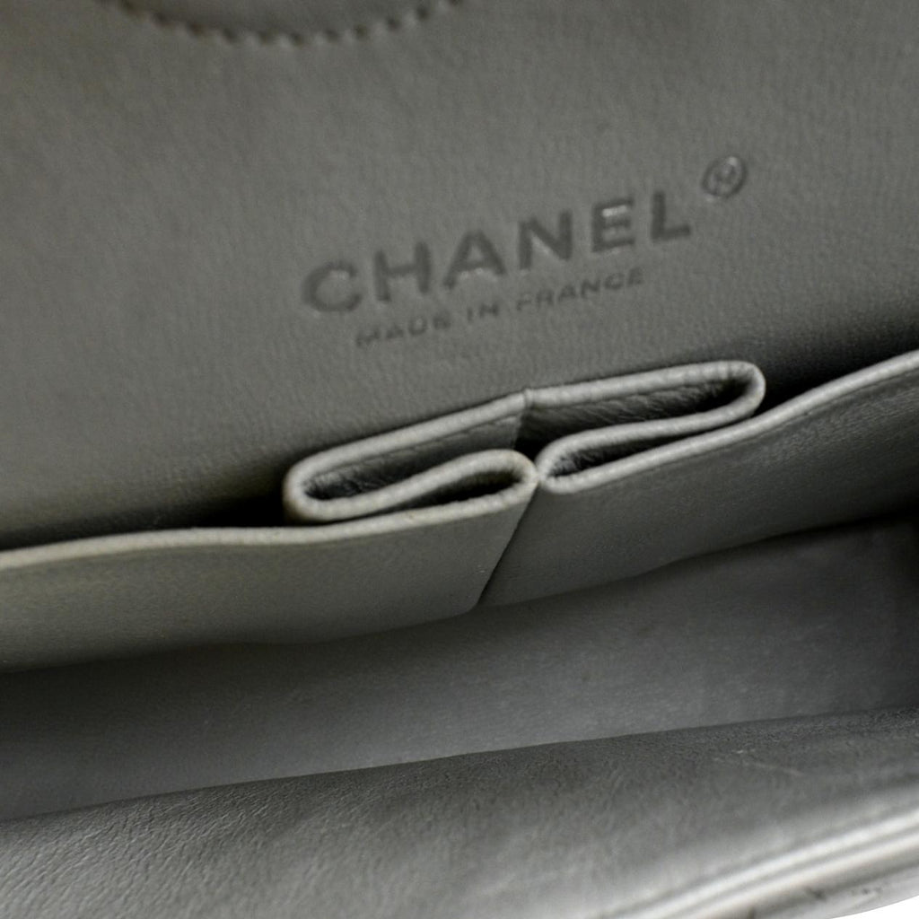 CHANEL Medium Double Flap Calfskin Leather Shoulder Bag White
