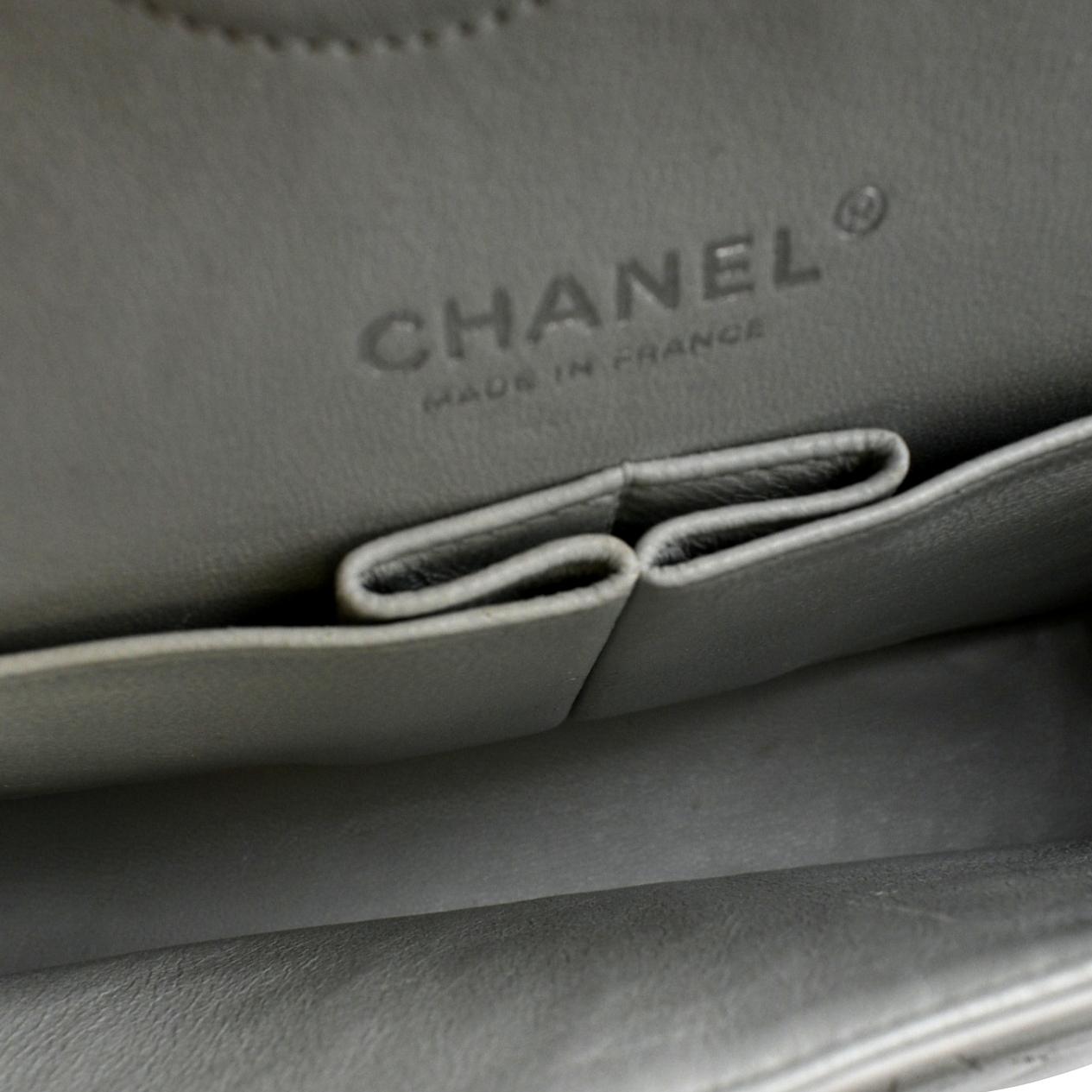 CHANEL Medium Double Flap Calfskin Leather Shoulder Bag White