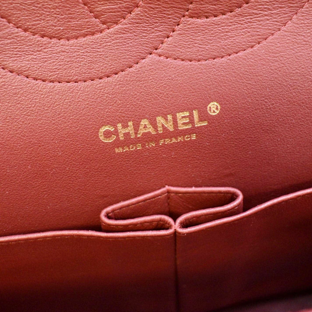 CHANEL Chevron Jumbo Rectangular Flap Quilted Leather Shoulder Bag Red (Repainted)