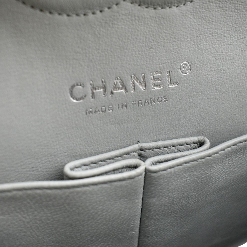 CHANEL Medium Double Flap Calfskin Leather Shoulder Bag White
