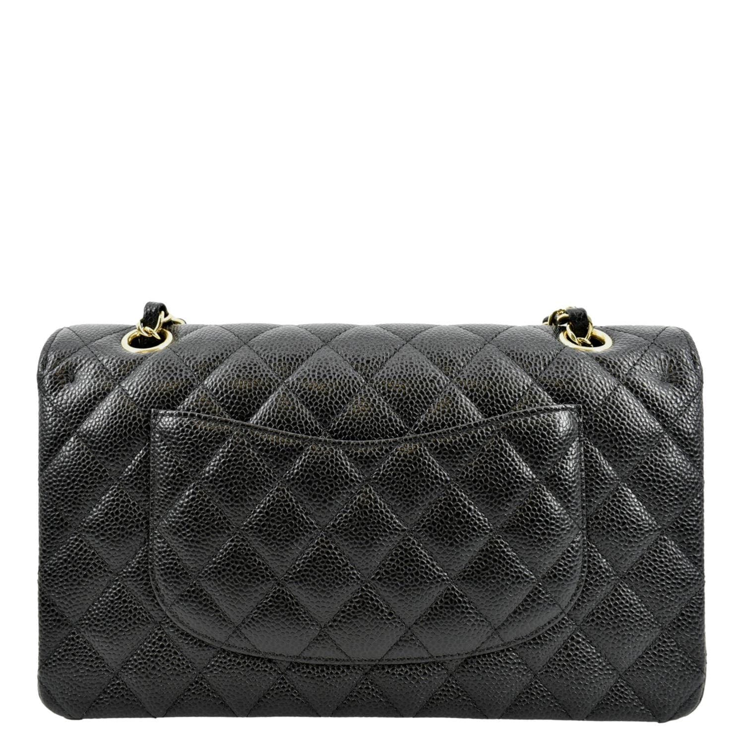 CHANEL Classic Double Flap Caviar Leather Shoulder Bag Black