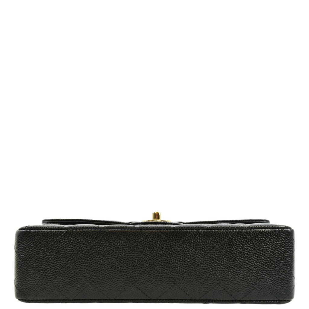 CHANEL Classic Double Flap Caviar Leather Shoulder Bag Black