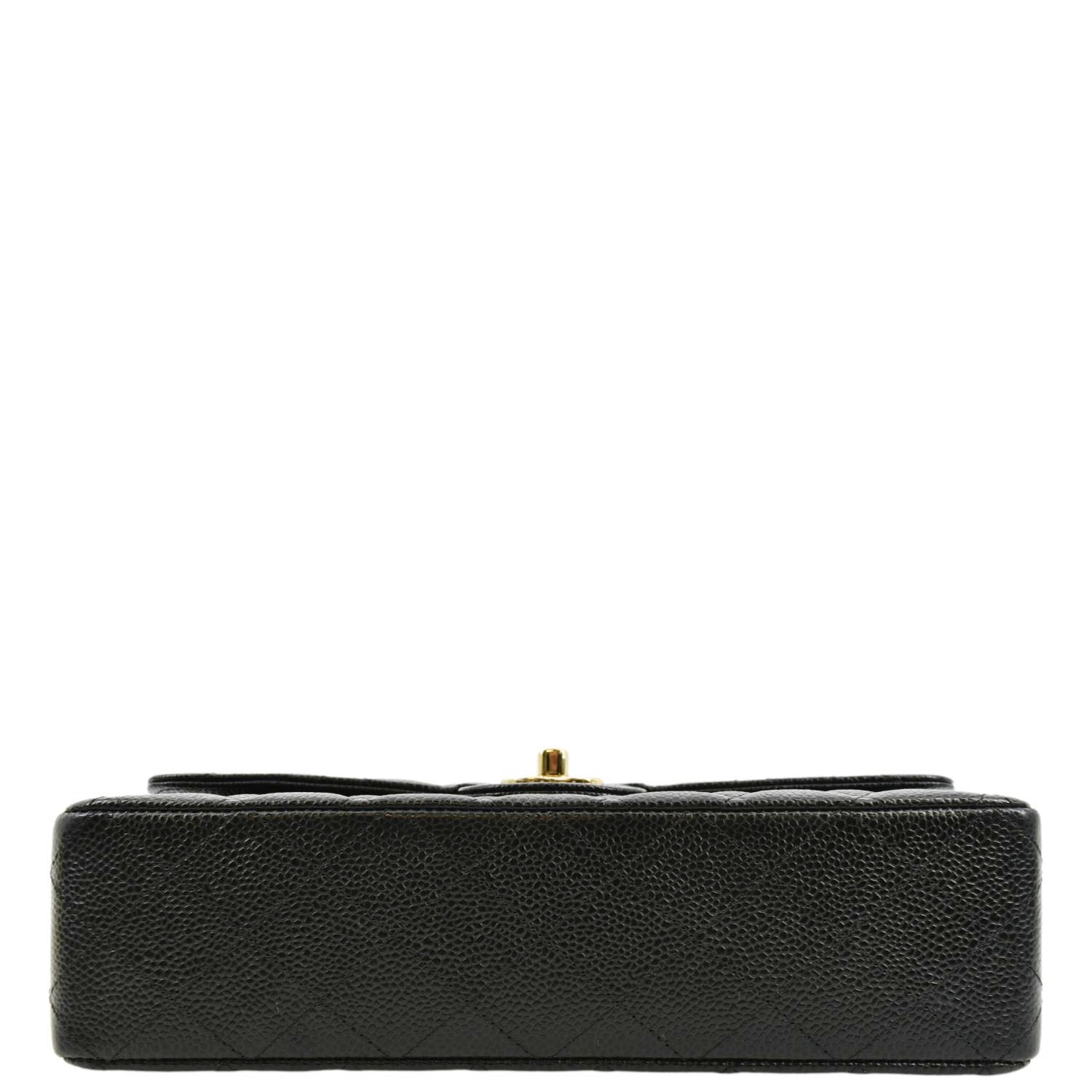 CHANEL Classic Double Flap Caviar Leather Shoulder Bag Black