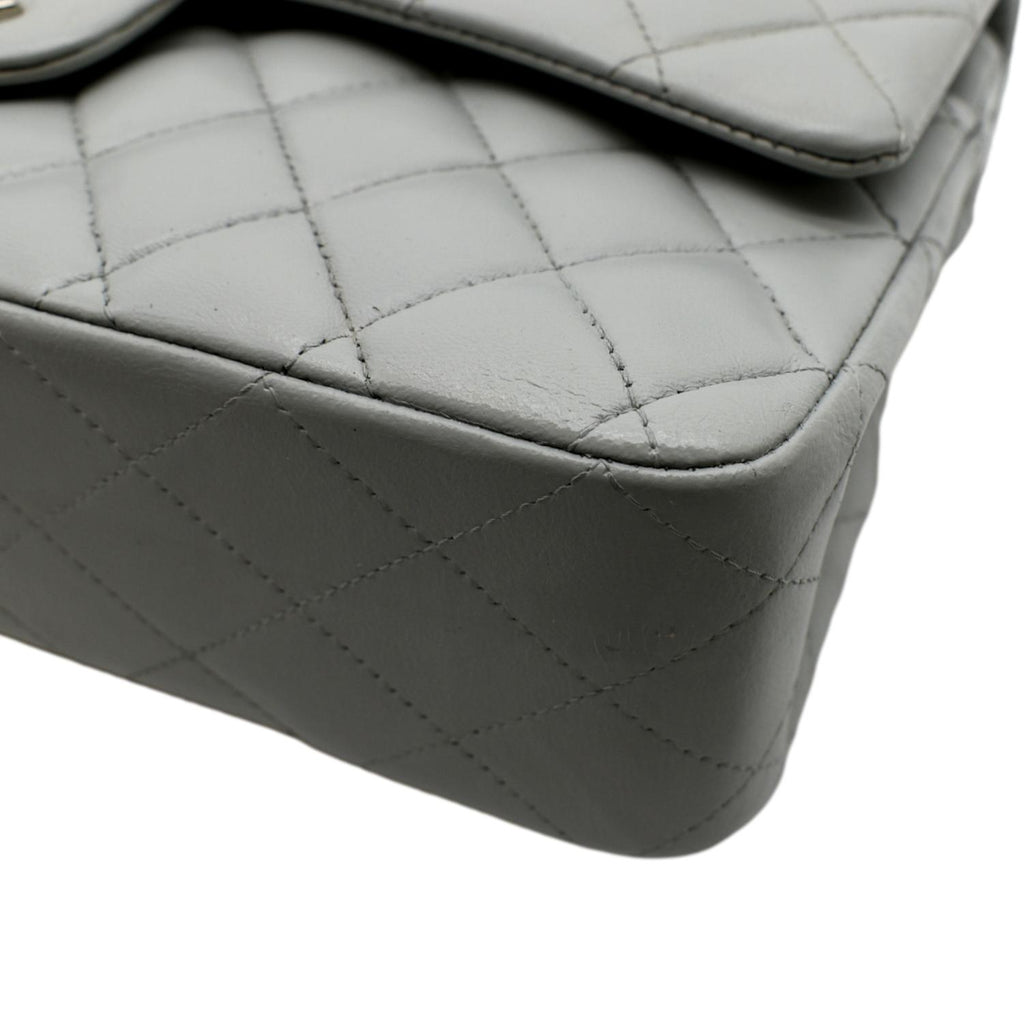 CHANEL Medium Double Flap Calfskin Leather Shoulder Bag White