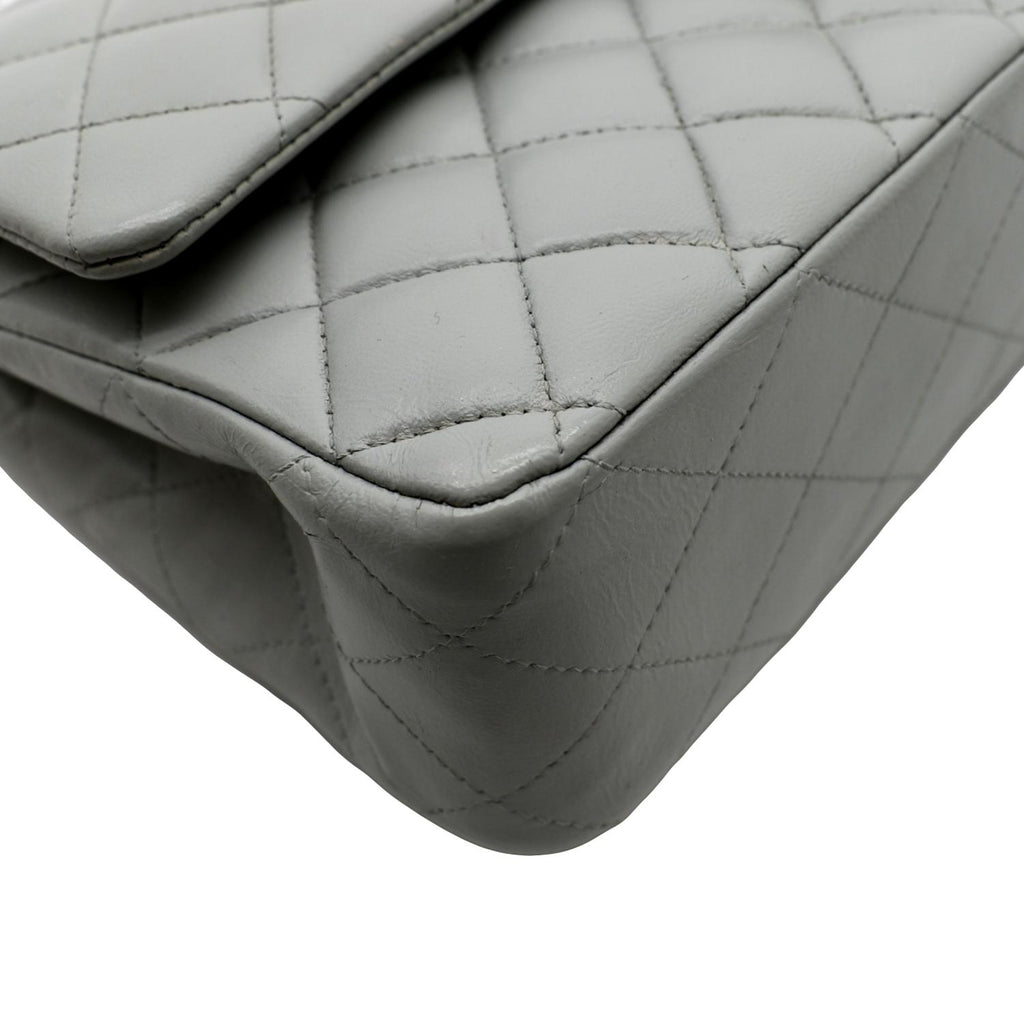 CHANEL Medium Double Flap Calfskin Leather Shoulder Bag White