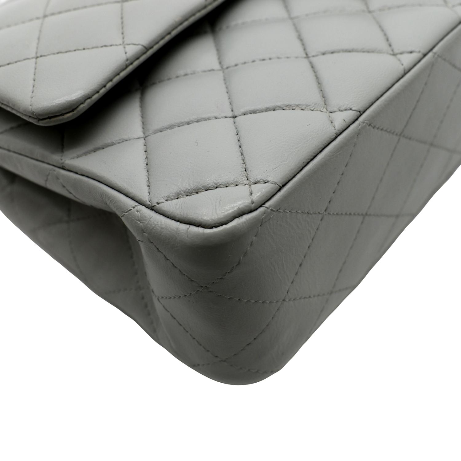 CHANEL Medium Double Flap Calfskin Leather Shoulder Bag White