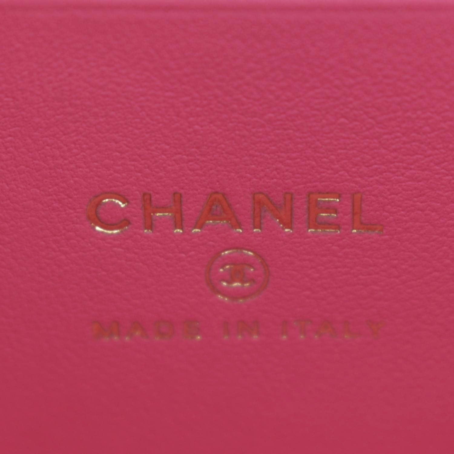 CHANEL Enamel Coco Hearts Small Quilted Leather Crossbody Vanity Case Pink