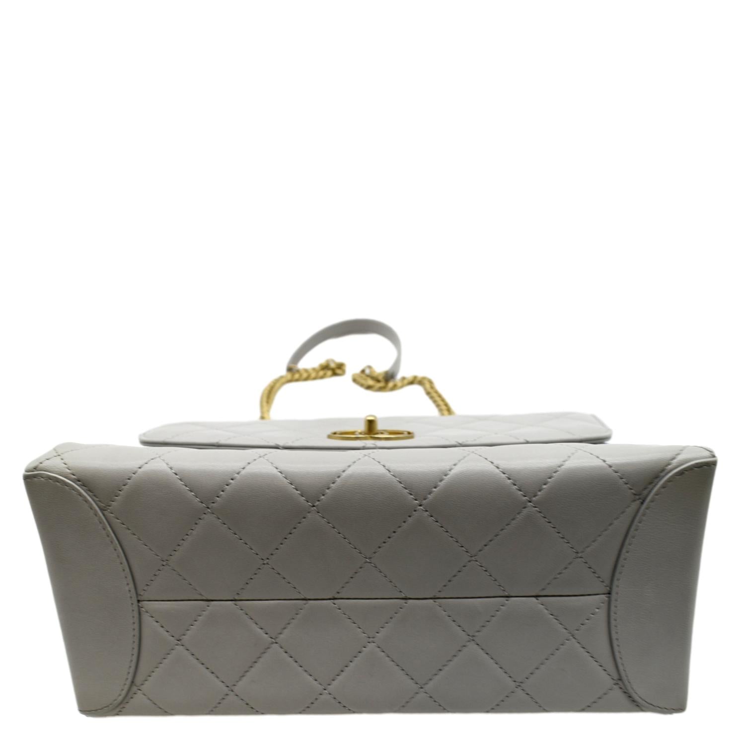 CHANEL Trendy Spirit Top Handle Quilted Leather Shoulder Bag Grey