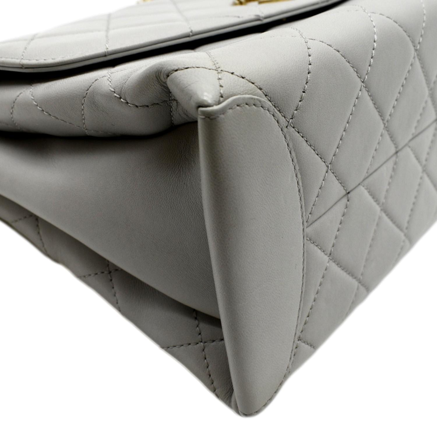 CHANEL Trendy Spirit Top Handle Quilted Leather Shoulder Bag Grey