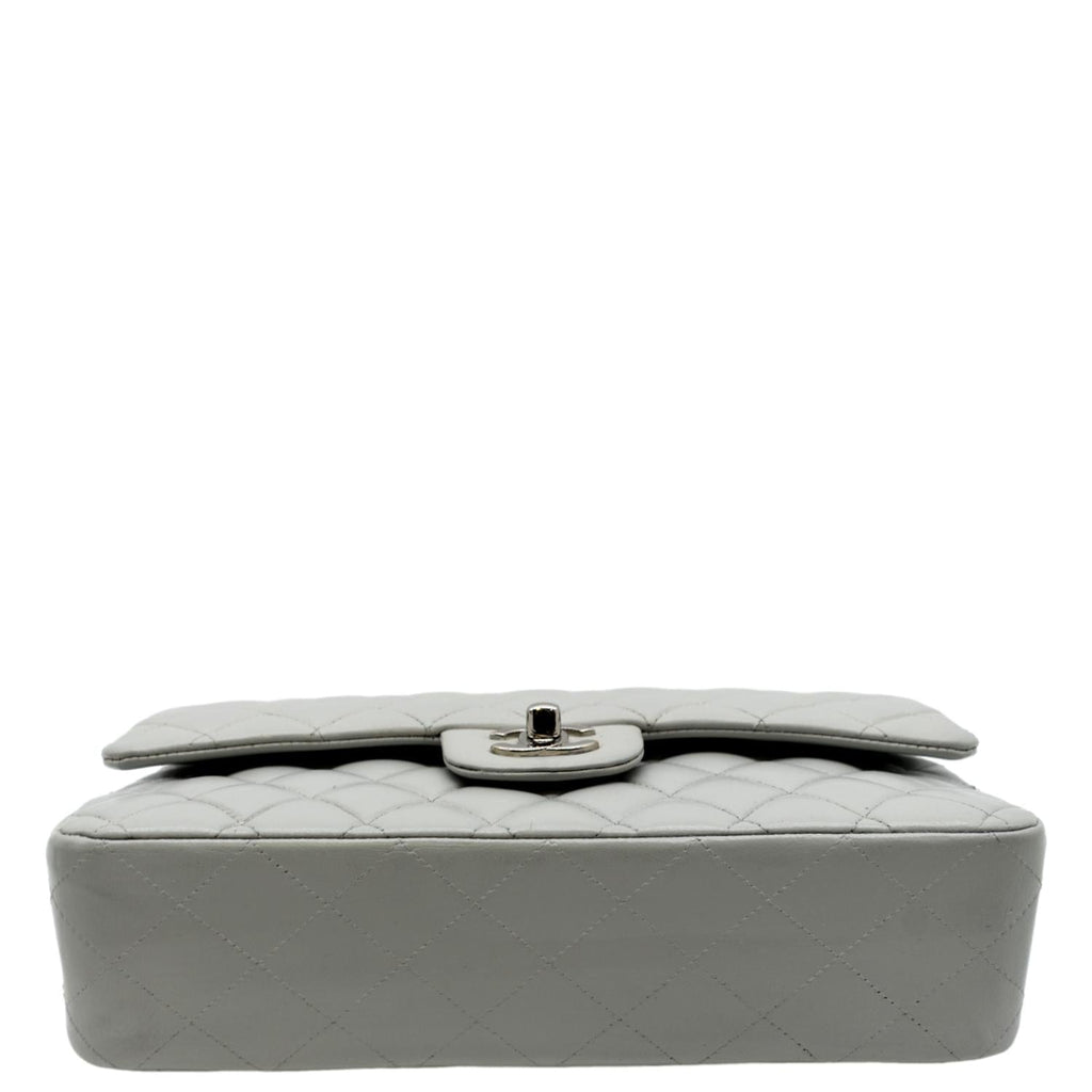 CHANEL Medium Double Flap Calfskin Leather Shoulder Bag White