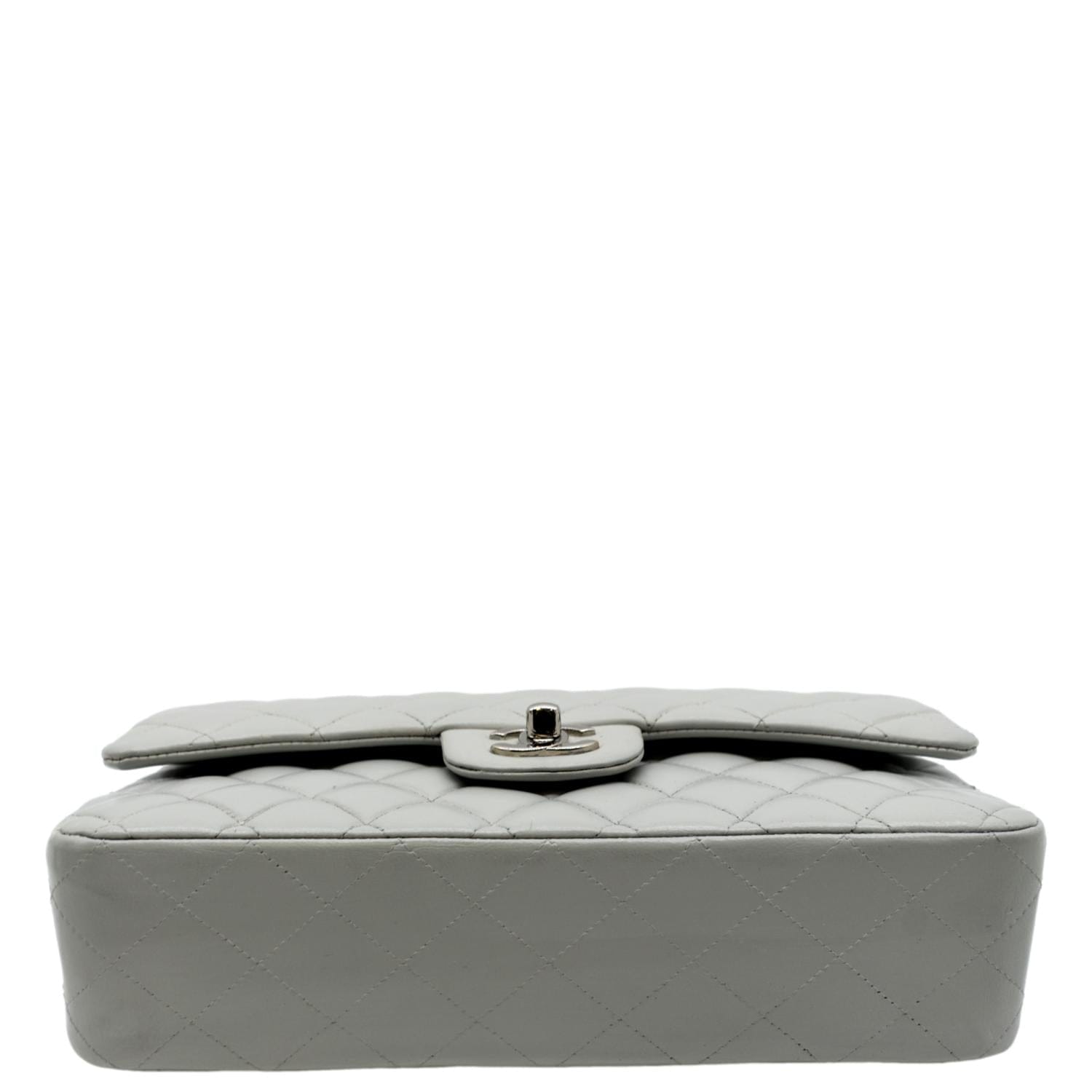 CHANEL Medium Double Flap Calfskin Leather Shoulder Bag White