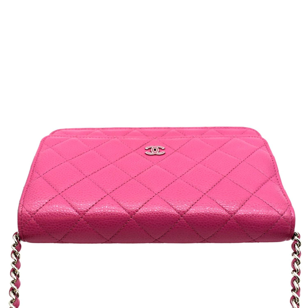 CHANEL WOC Quilted Caviar Leather Crossbody Wallet Pink