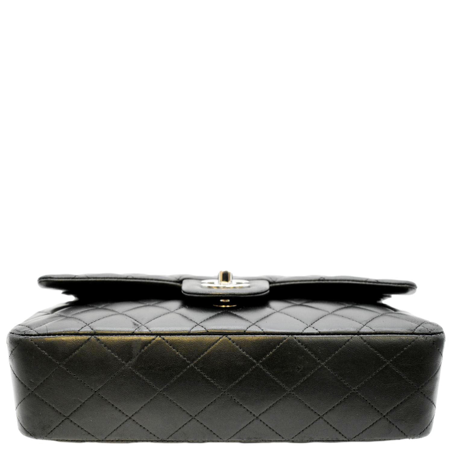 CHANEL Classic Medium Double Flap Quilted Leather Shoulder Bag Black