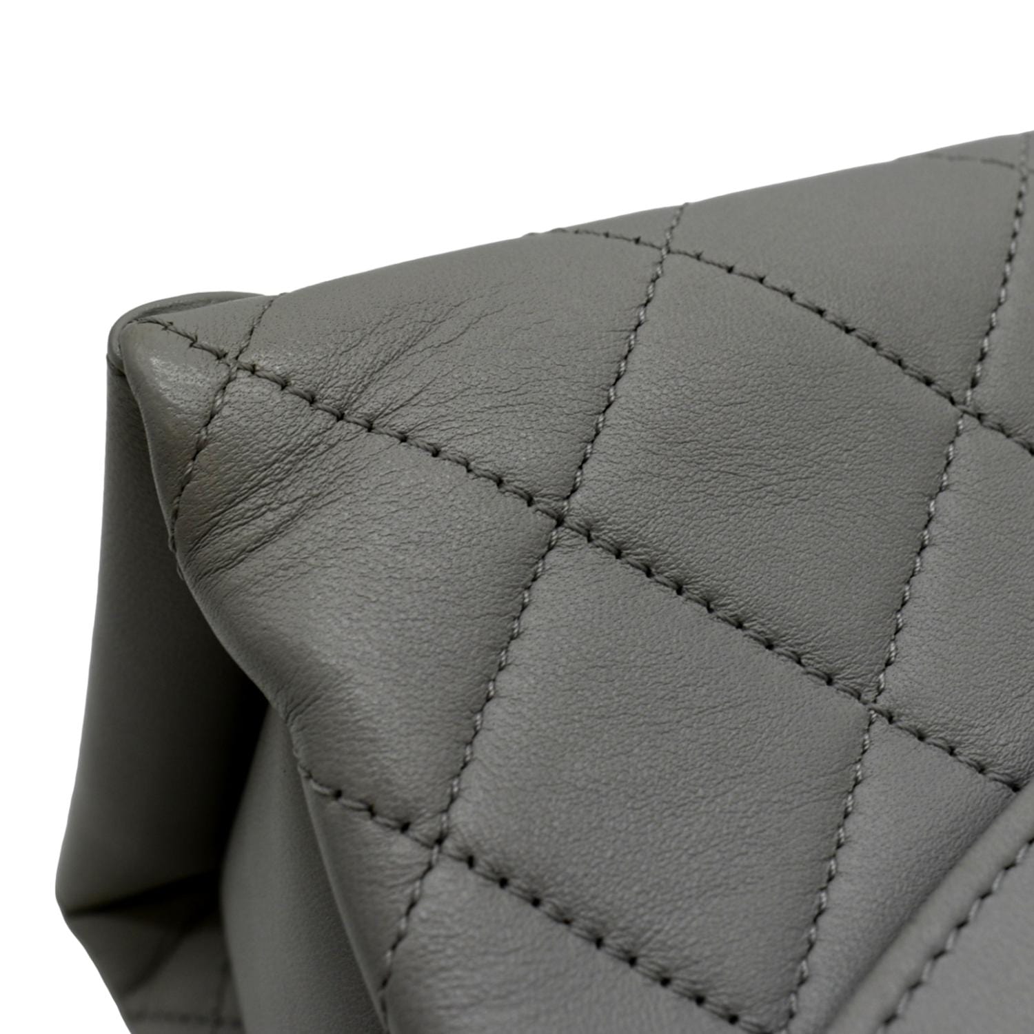 CHANEL Trendy Spirit Top Handle Quilted Leather Shoulder Bag Grey