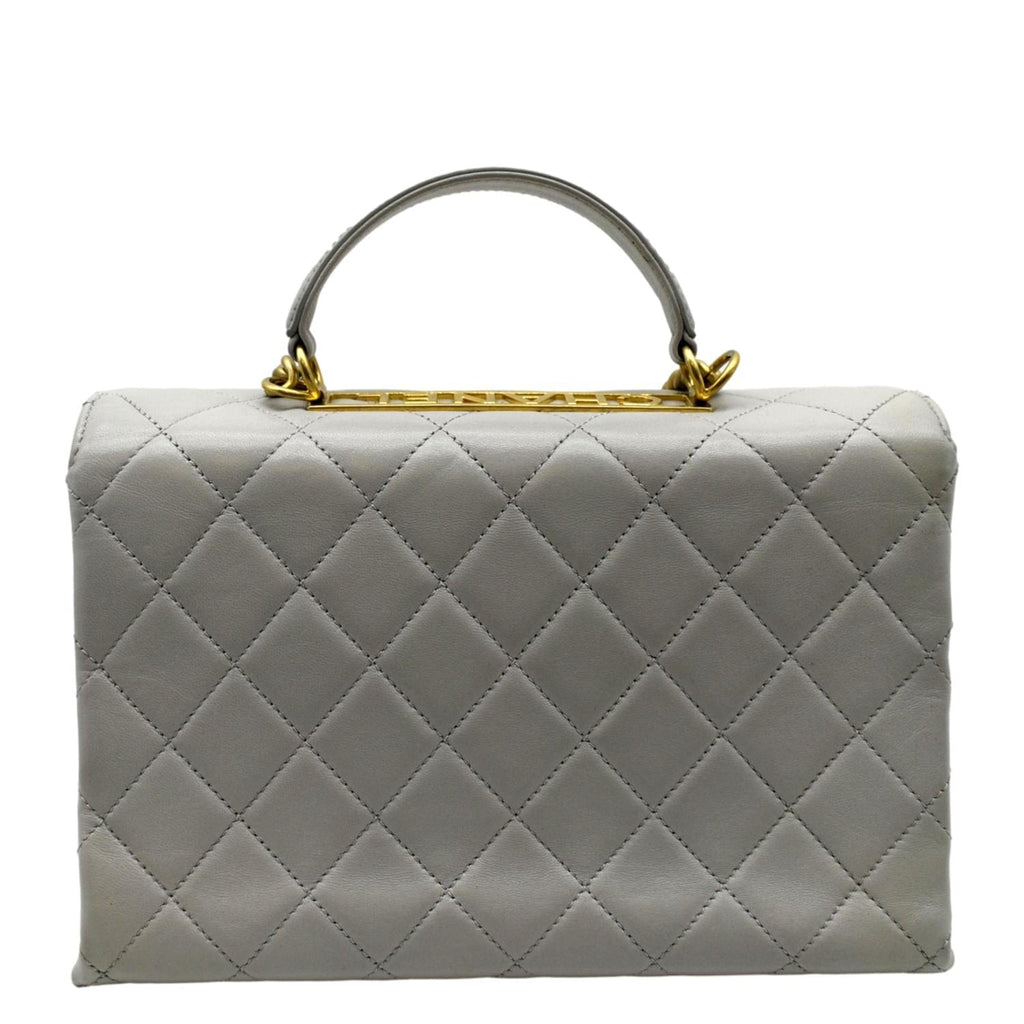 CHANEL Trendy Spirit Top Handle Quilted Leather Shoulder Bag Grey