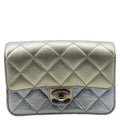 CHANEL Gradient Metallic Quilted Calfskin Leather Clutch Bag Silver