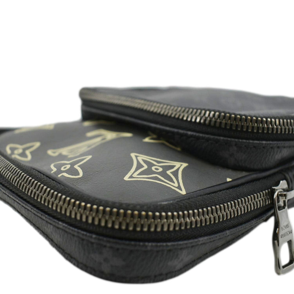 LOUIS VUITTON Avenue Sling Patchwork Monogram Eclipse Crossbody Bag Grey