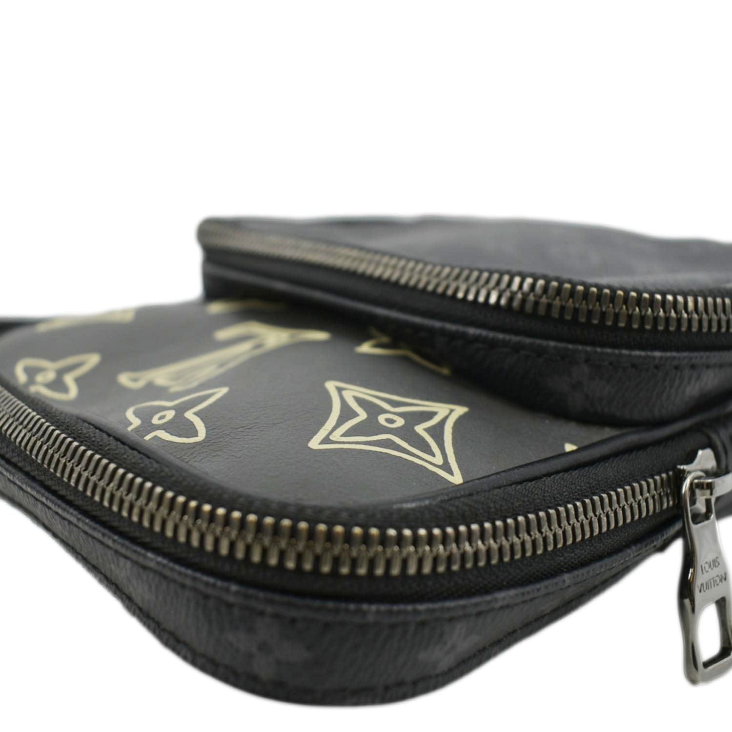 LOUIS VUITTON Avenue Sling Patchwork Monogram Eclipse Crossbody Bag Grey