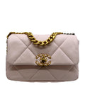 CHANEL 19 Medium Flap Quilted Lambskin Leather Shoulder Bag Light Pink