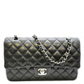 CHANEL Classic Medium Double Flap Quilted Leather Shoulder Bag Black