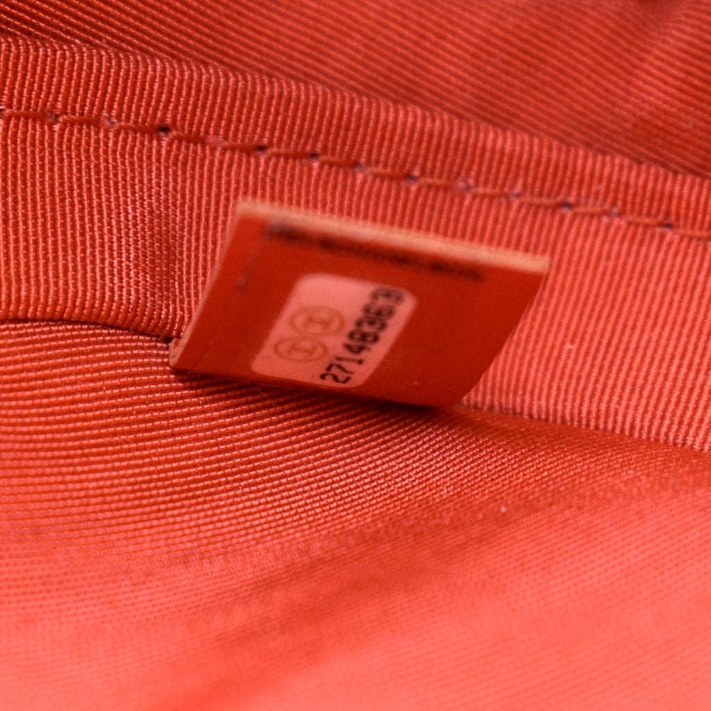 CHANEL Crumpled Calfskin Leather Vanity Case Crossbody Bag Red
