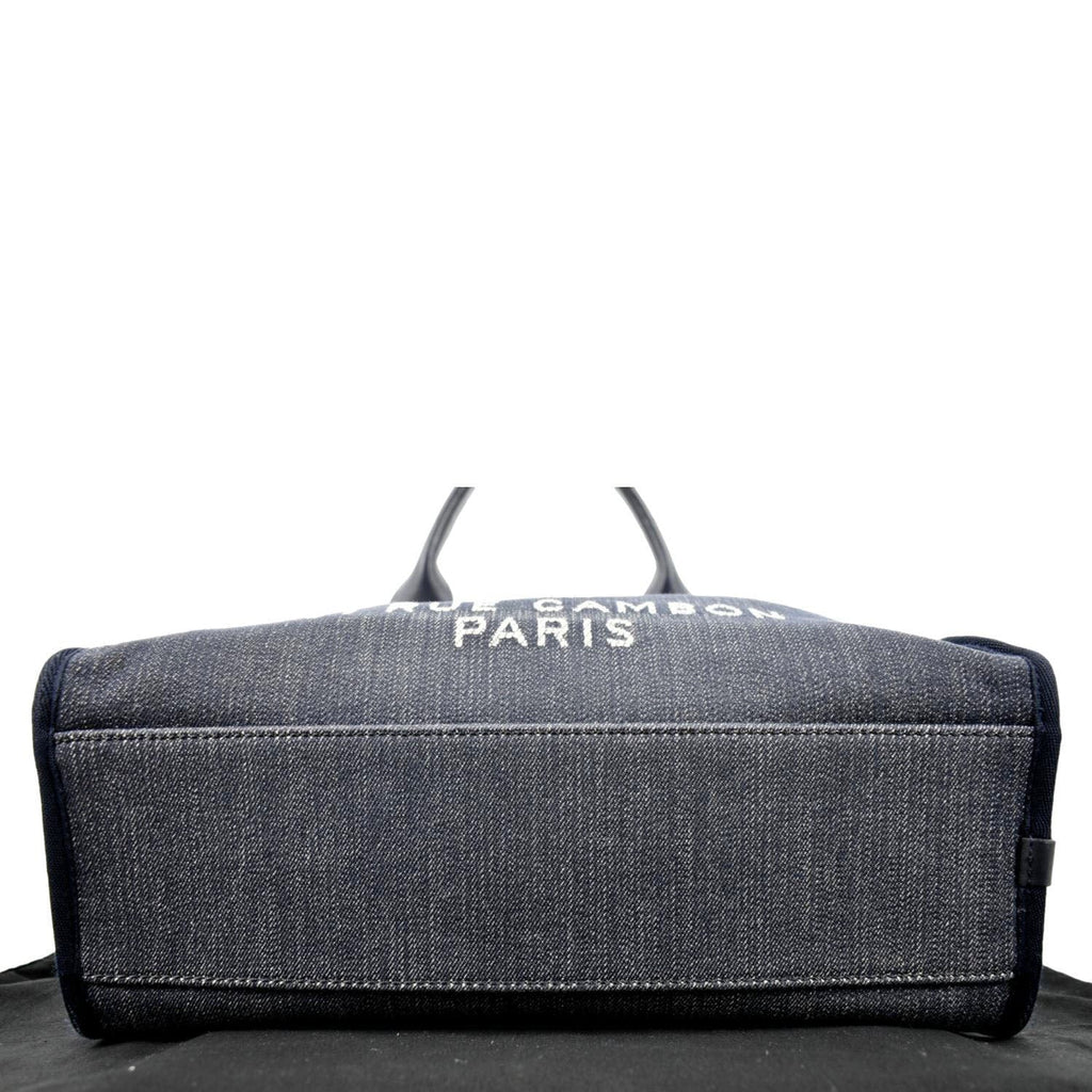 CHANEL Deauville Medium Bowling Denim Shoulder Bag Blue