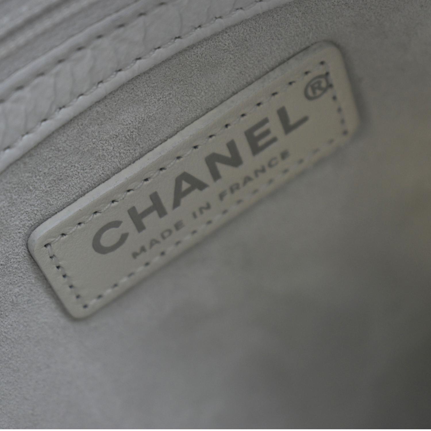 CHANEL Droplet Patent Leather Hobo Bag White