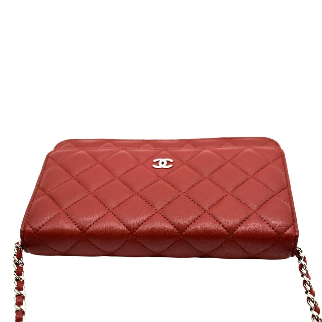CHANEL WOC Quilted Leather Crossbody Wallet Red