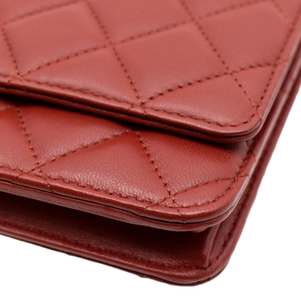 CHANEL WOC Quilted Leather Crossbody Wallet Red