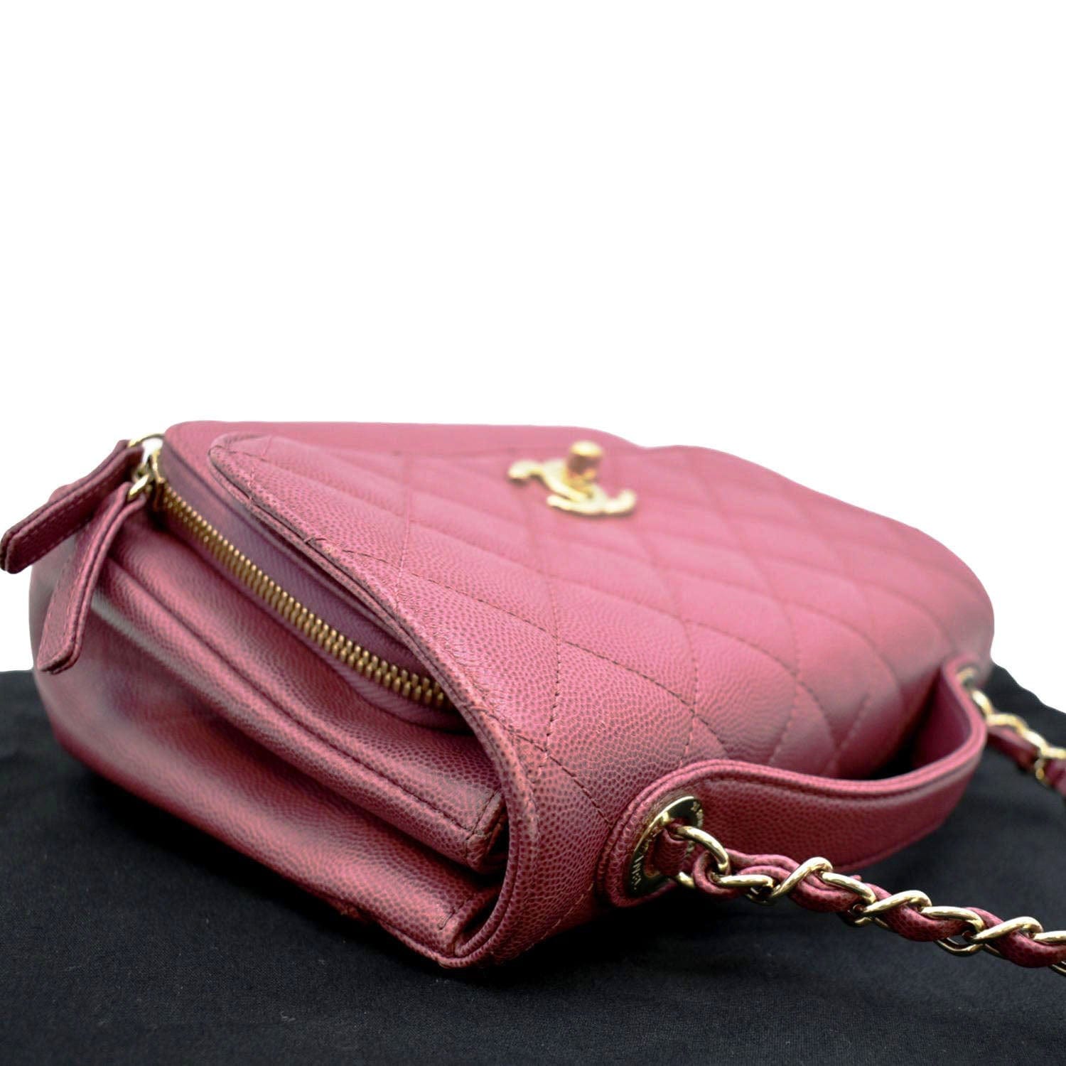 CHANEL Business Affinity Medium Flap Quilted Caviar Shoulder Bag Red