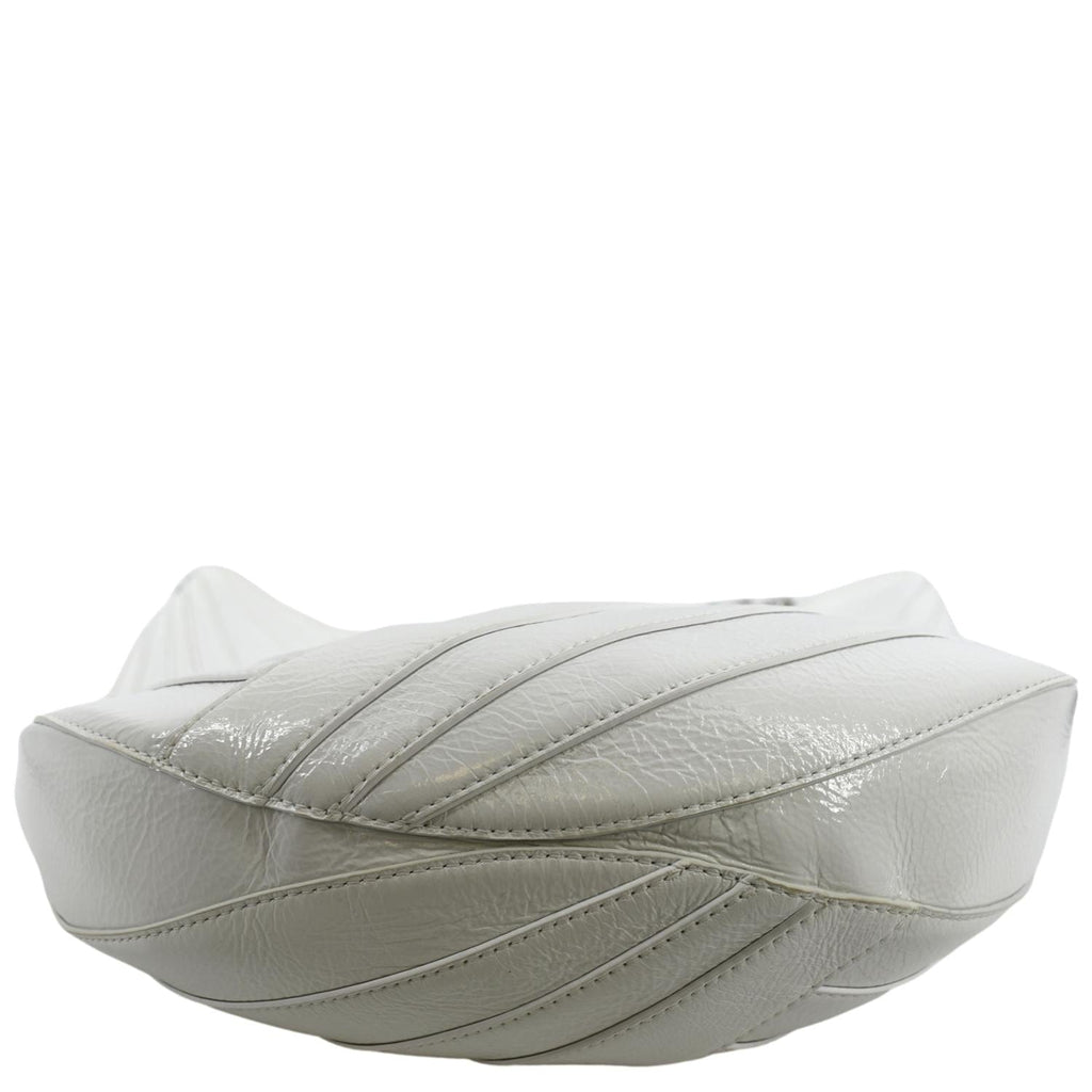 CHANEL Droplet Patent Leather Hobo Bag White