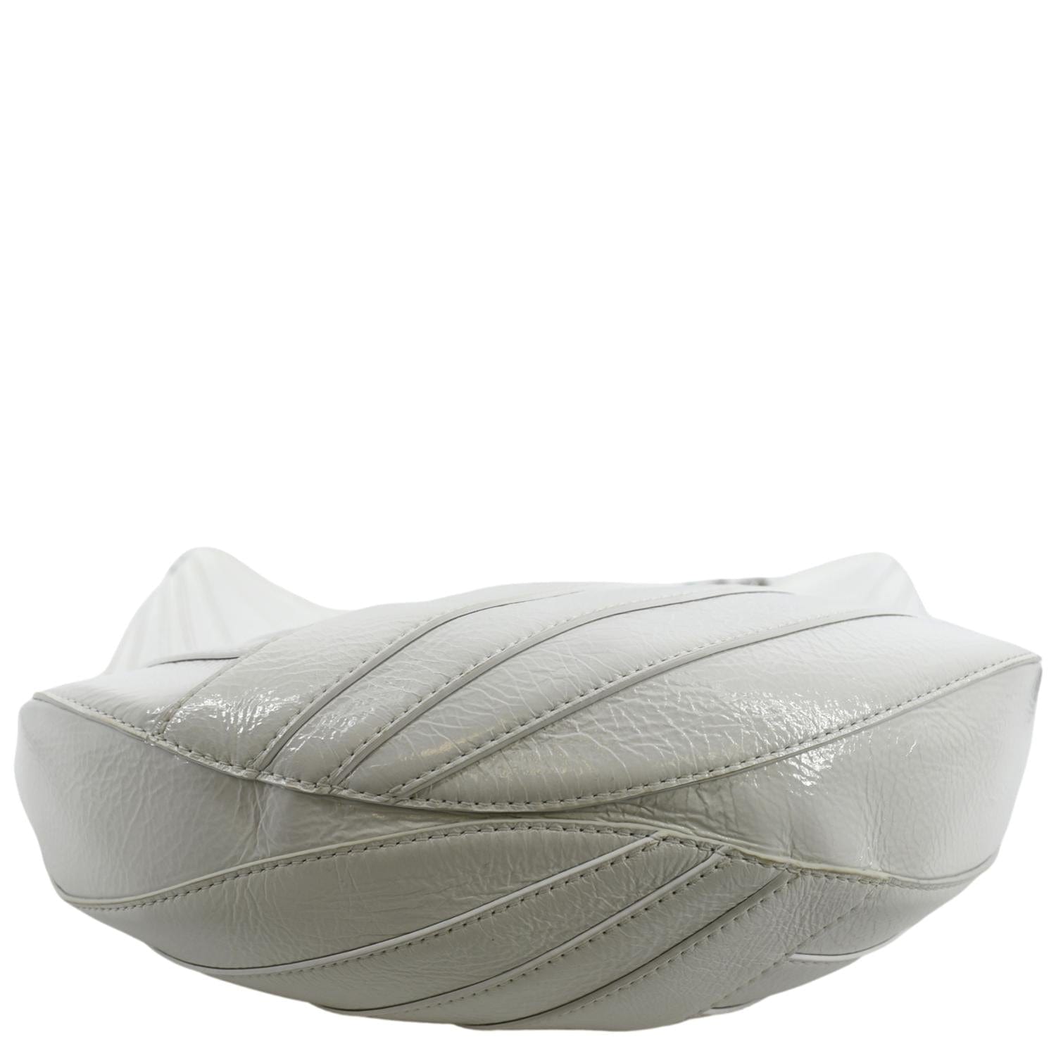 CHANEL Droplet Patent Leather Hobo Bag White