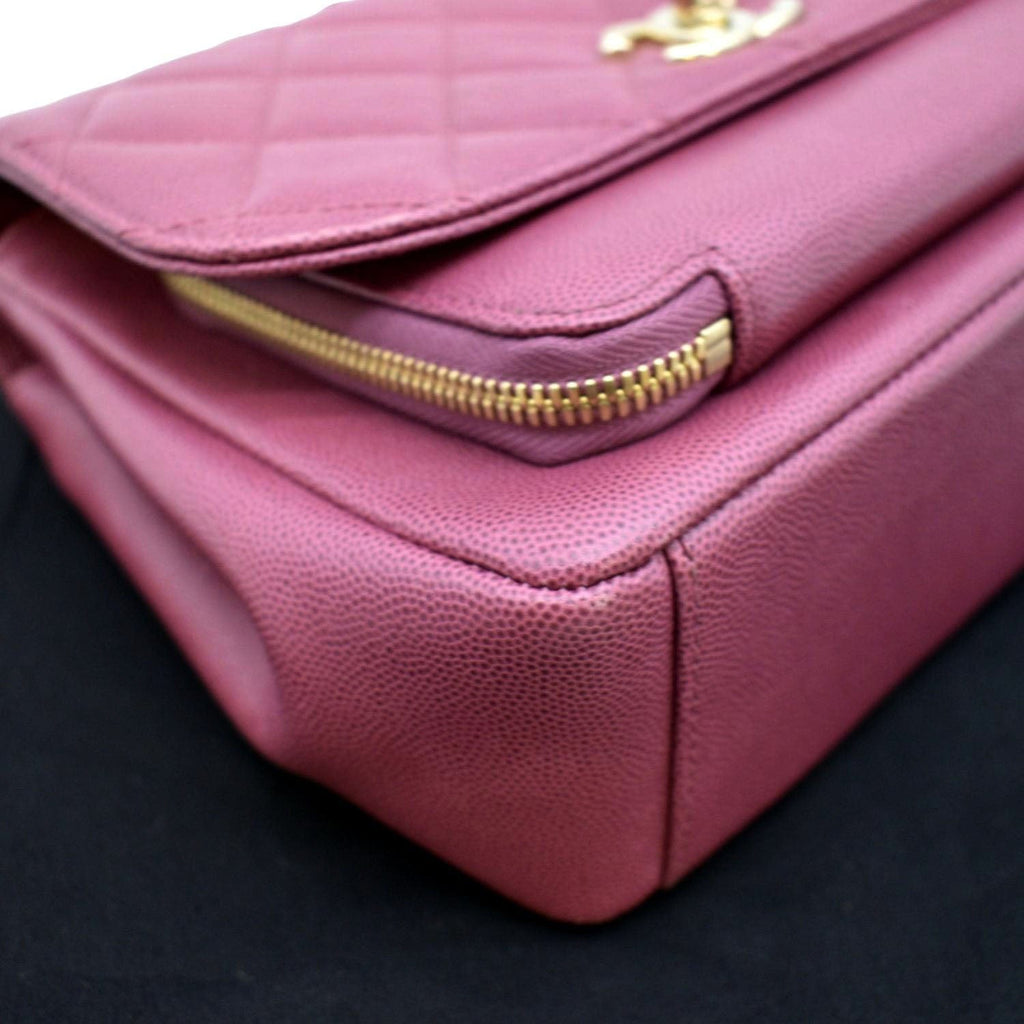 CHANEL Business Affinity Medium Flap Quilted Caviar Shoulder Bag Red