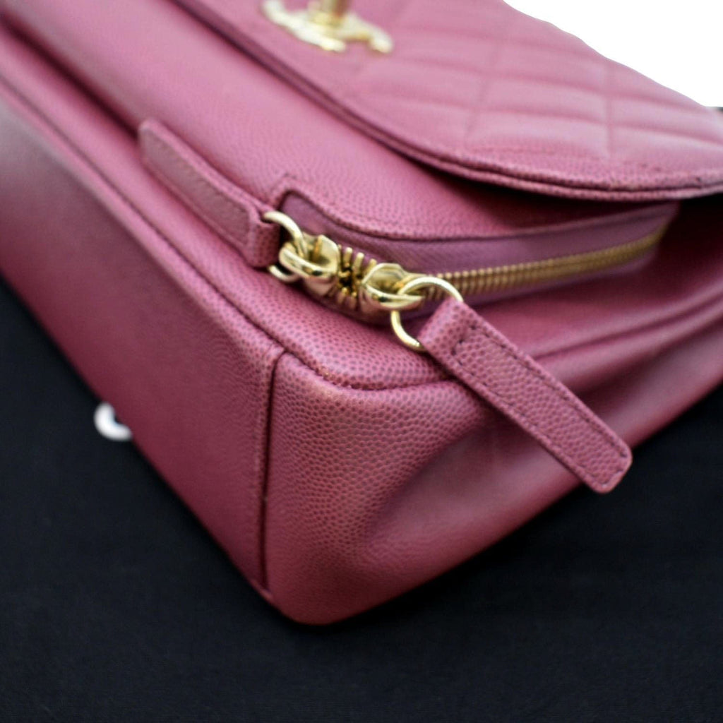 CHANEL Business Affinity Medium Flap Quilted Caviar Shoulder Bag Red