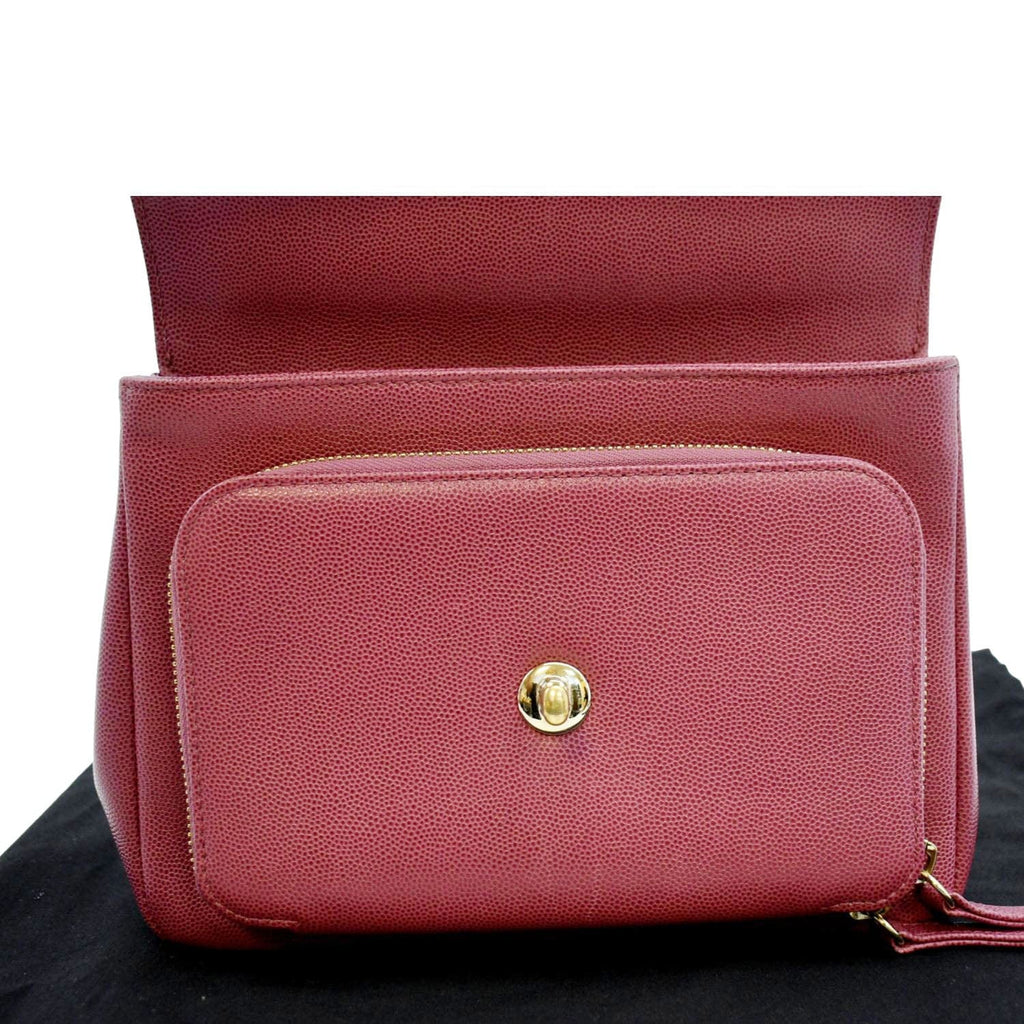CHANEL Business Affinity Medium Flap Quilted Caviar Shoulder Bag Red