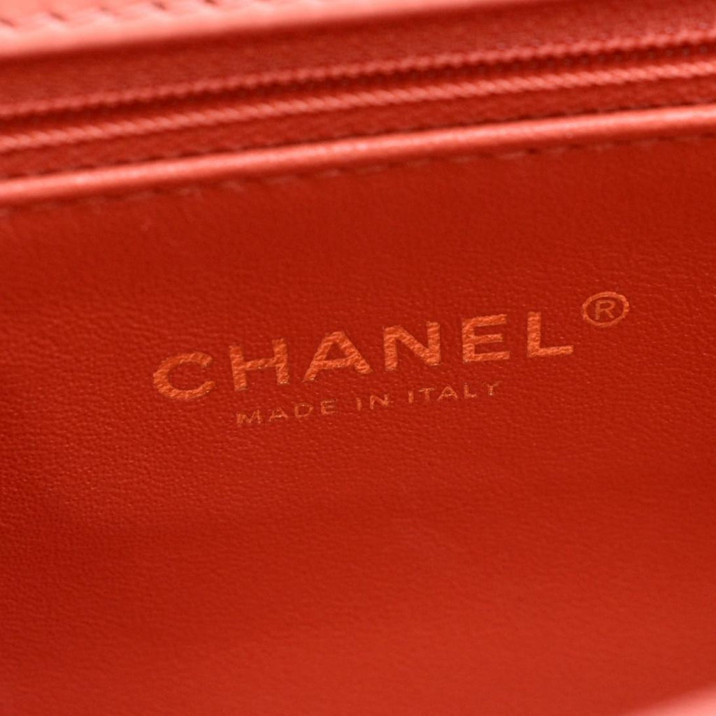 CHANEL CC Filigree Small Flap Caviar Leather Crossbody Bag Red