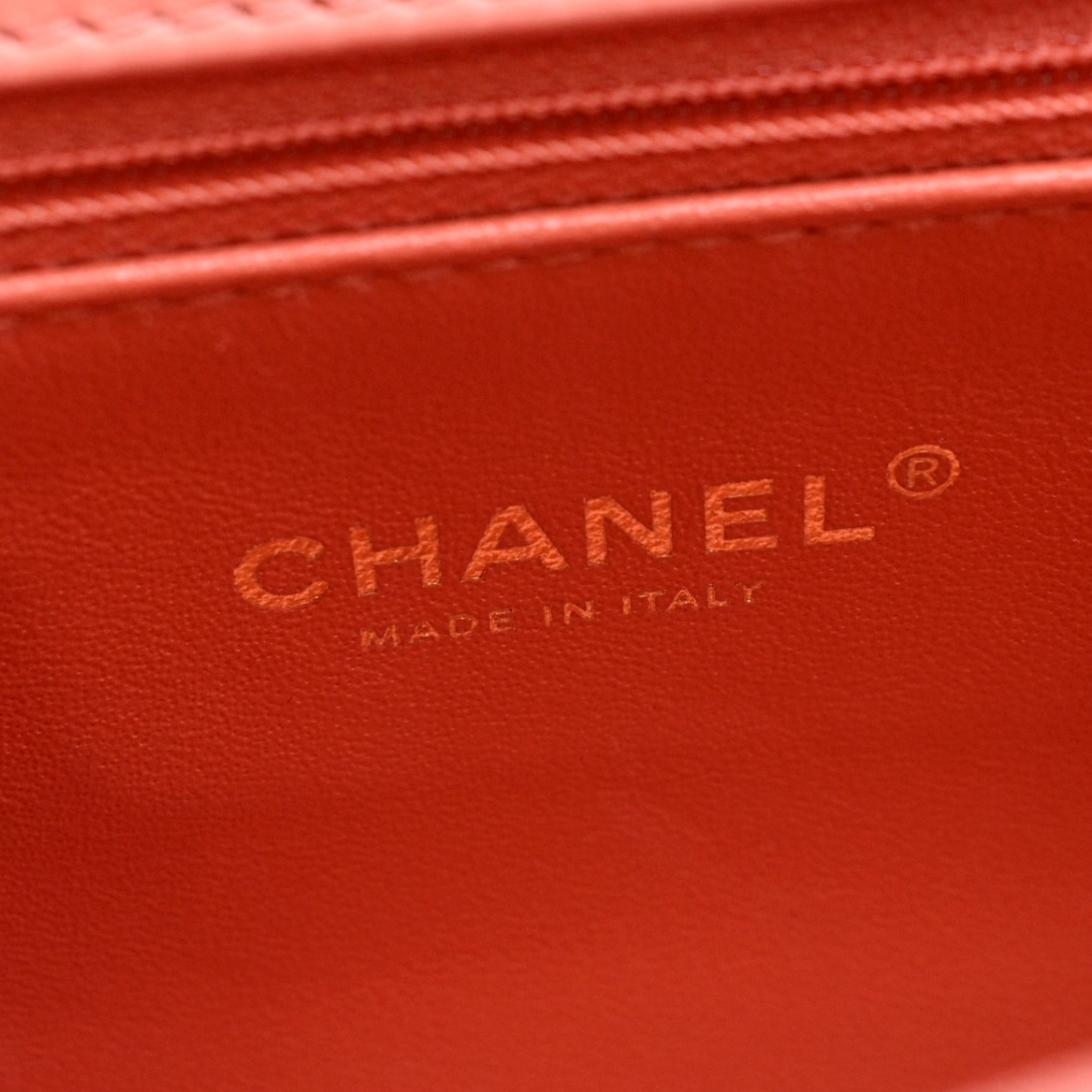 CHANEL CC Filigree Small Flap Caviar Leather Crossbody Bag Red