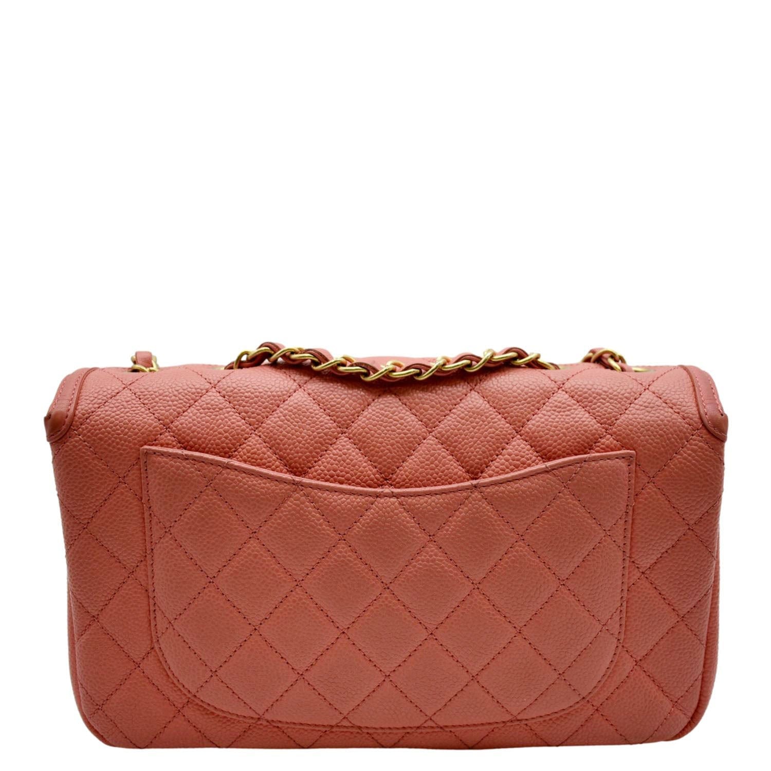 CHANEL CC Filigree Small Flap Caviar Leather Crossbody Bag Red