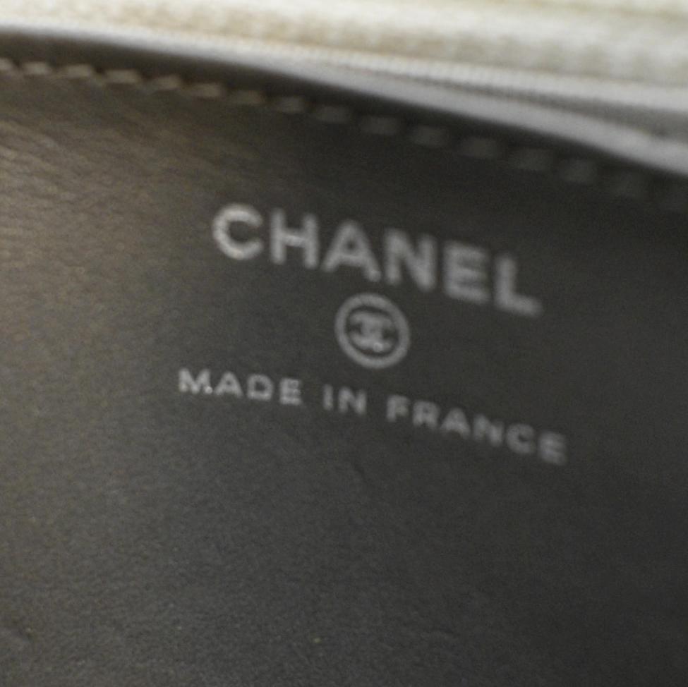 CHANEL Classic 2.55 Reissue Space Charm Quilted Canvas WOC Crossbody Bag Light Grey