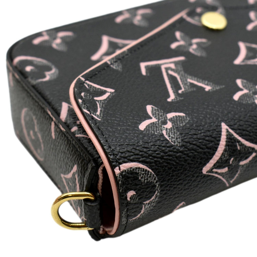 LOUIS VUITTON Felicie Strap & Go Monogram Canvas Crossbody Bag Black