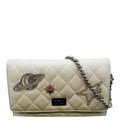CHANEL Classic 2.55 Reissue Space Charm Quilted Canvas WOC Crossbody Bag Light Grey