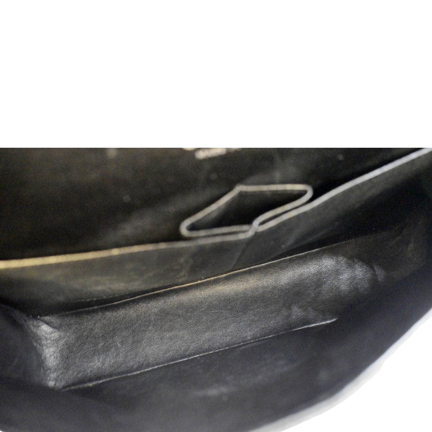 CHANEL Classic Medium Double Flap Quilted Caviar Leather Shoulder Bag Black