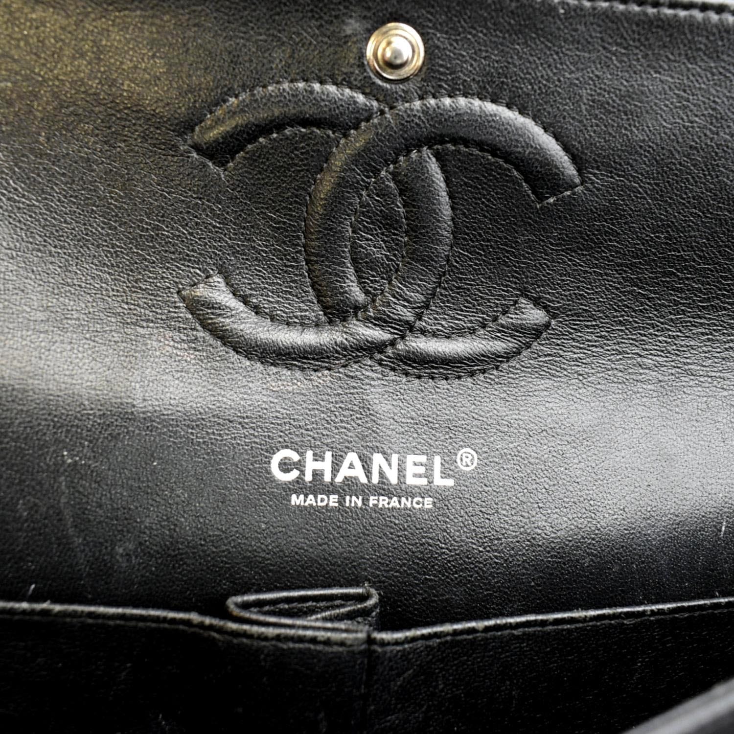 CHANEL Classic Medium Double Flap Patent Leather Shoulder Bag Black