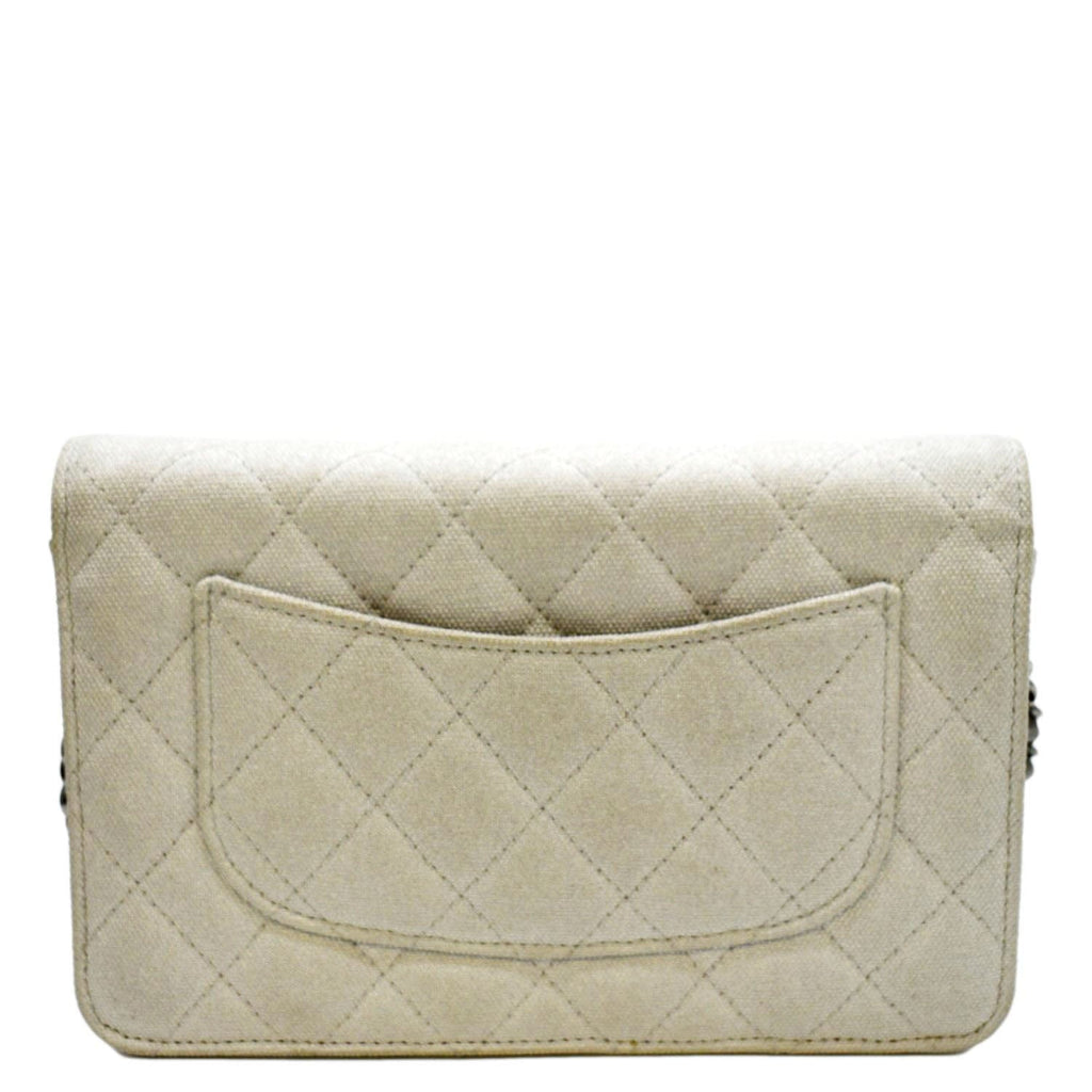 CHANEL Classic 2.55 Reissue Space Charm Quilted Canvas WOC Crossbody Bag Light Grey