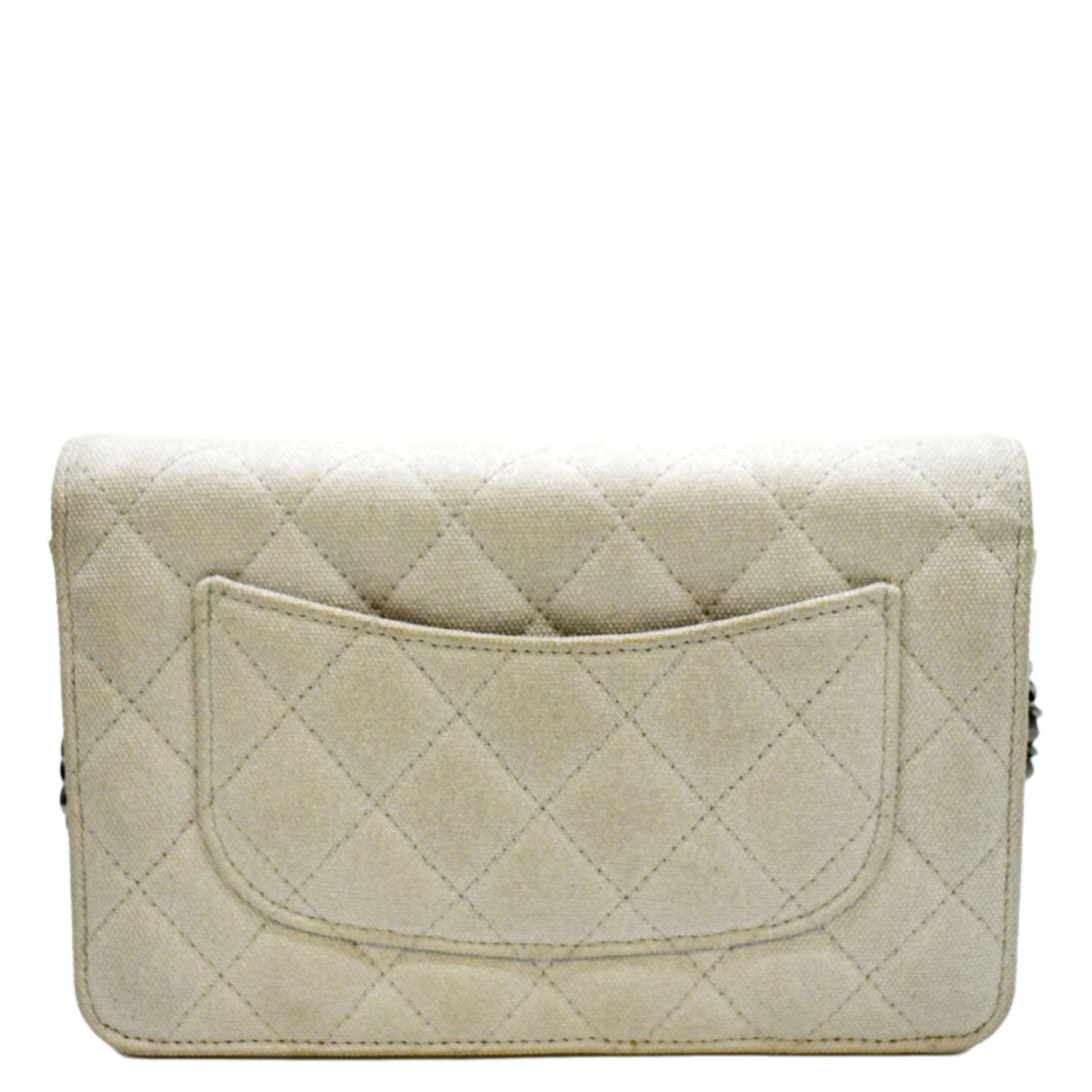 CHANEL Classic 2.55 Reissue Space Charm Quilted Canvas WOC Crossbody Bag Light Grey