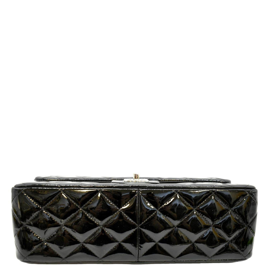 CHANEL Jumbo Flap Patent Leather Shoulder Bag Black