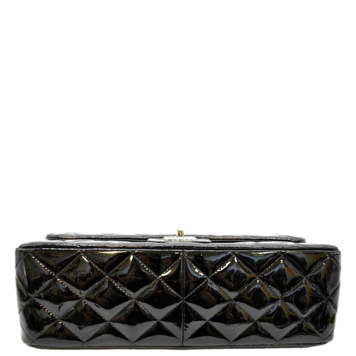 CHANEL Jumbo Flap Patent Leather Shoulder Bag Black