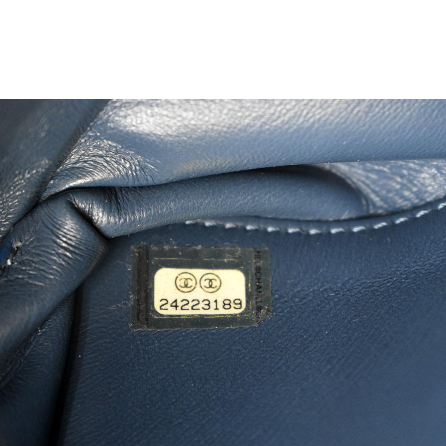CHANEL Chain Handle CC Flap Quilted Leather Shoulder Bag Blue